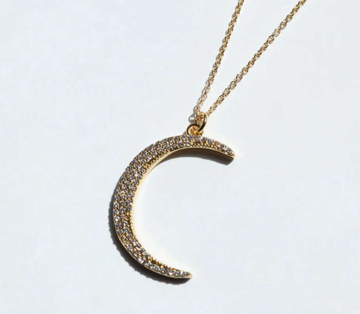 CZ Diamond Moon Necklace