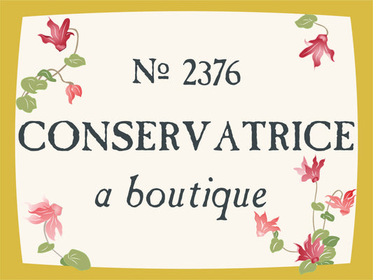 No. 2376 - Conservatrice - A Boutique - Gold border with vanilla background - flowers blooming with petals on corners